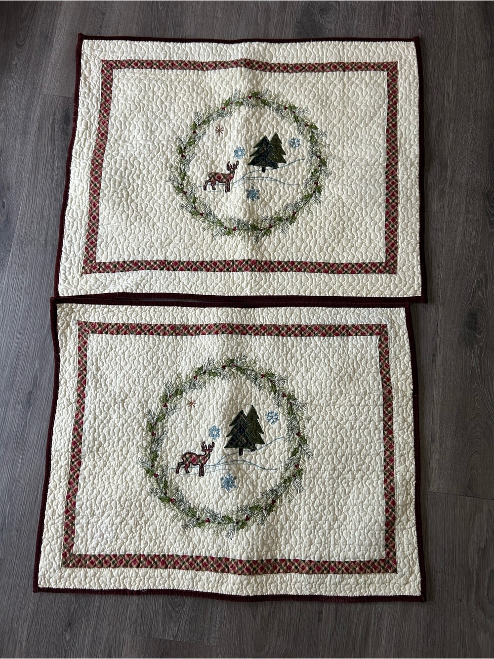 Winter Quilted Christmas Pillow Shams Cabin Farmhouse Country Cottage 24x30